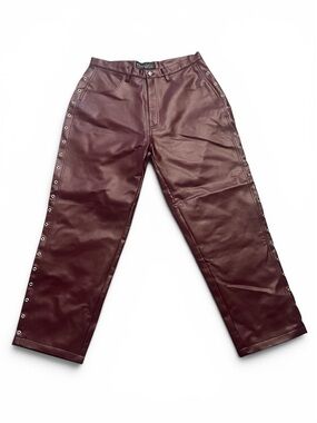 Clench Jeans Burgundy Faux Leather Pants